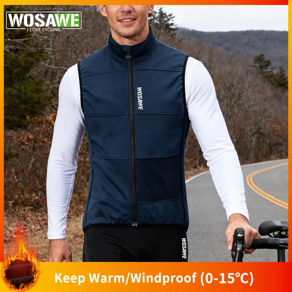 

WOSAWE термозимний велосипедный жилет, ветрозащитная велосипедная куртка, ветровка без рукавов, MTB, дорожный велосипедный жилет, теплый жилет для спорта на открытом воздухе