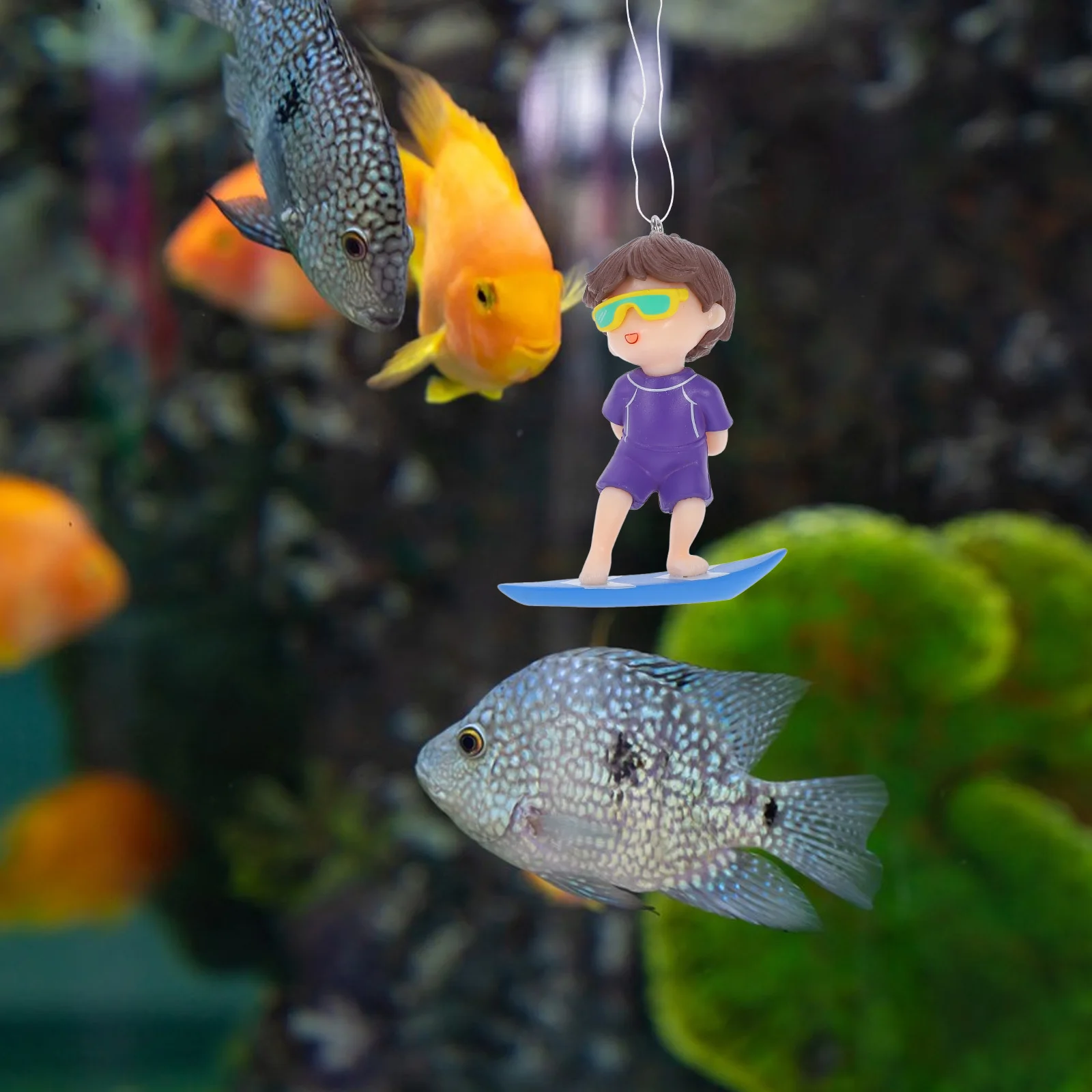 

1 Set Of Diver Decoration Resin Floating Aquarium Decor For Kids Cartoon Marine Tank Landscape Prop Small Fish Tank Accessories