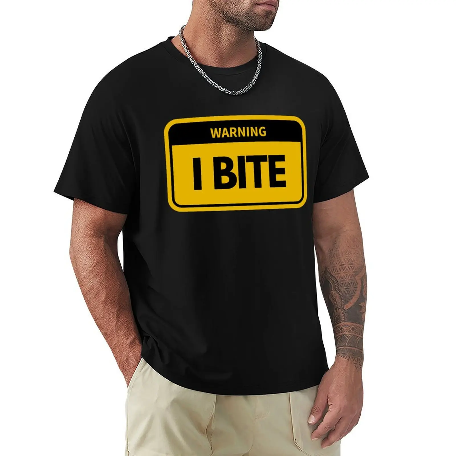 I Bite - Funny Biting Warning Sign T-Shirt Breathable Mesh Panel T-Shirt