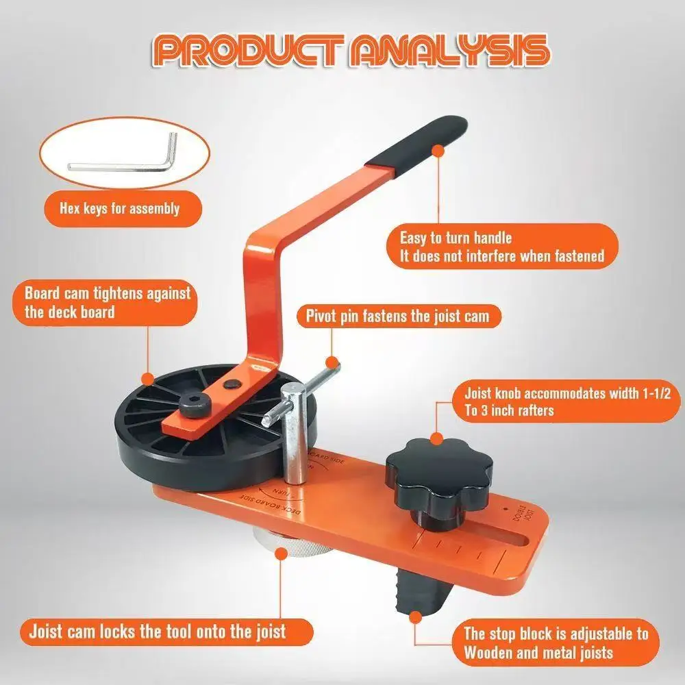 Deck Board Straightening Tool Universal Bowl Holder Grip Composite Wood Metal Joint Bender Leveling Alignment Professional Tool