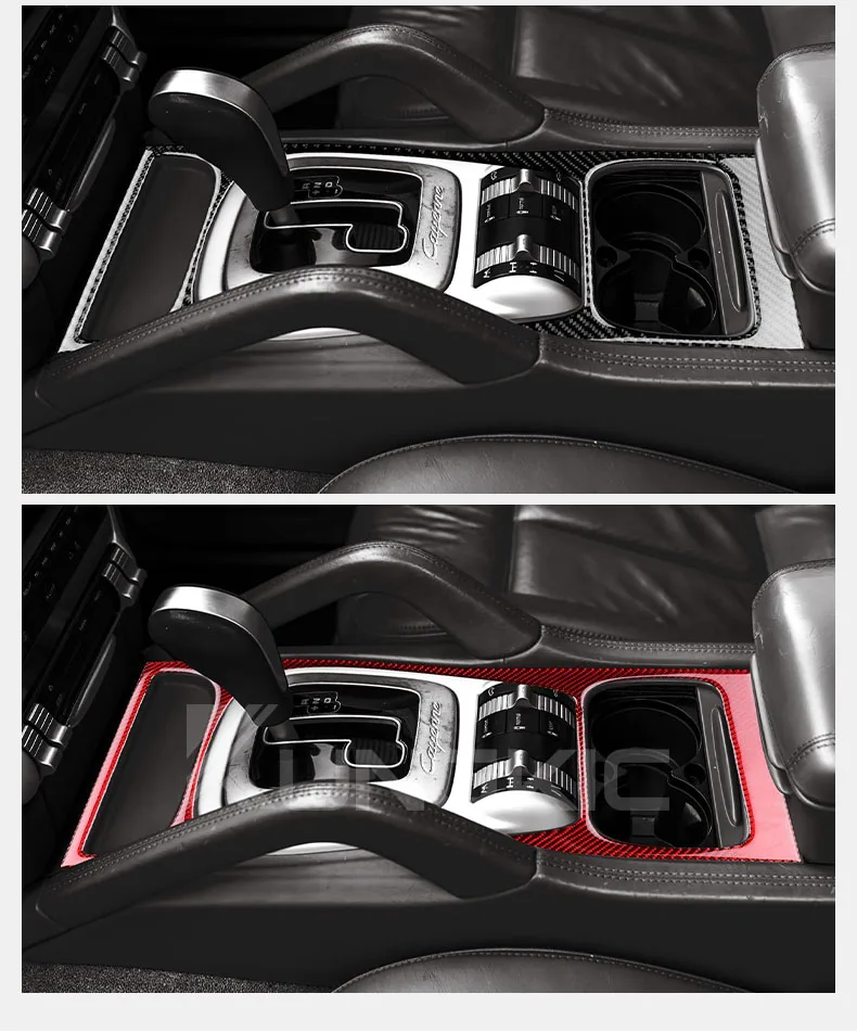 Echter, weicher Carbonfaser-Aufkleber für Porsche Cayenne 2003 2004 2005 2006 2007 2008 2009 2010 Schaltpanelle, Innenraumzubehör – Detail 8