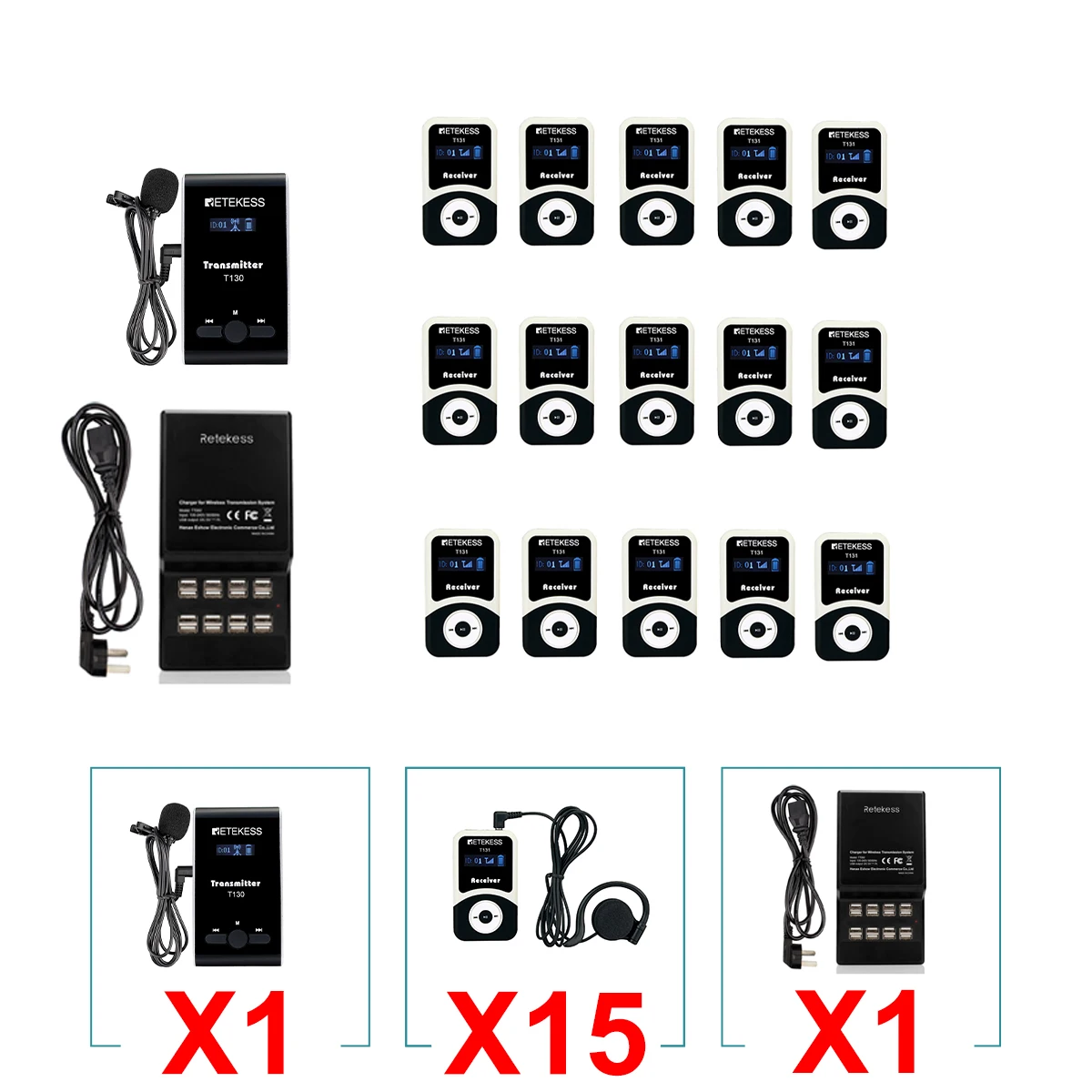 Retekess T130 T131 Wireless Tour Guide System Audio Tour Guide System Wireless Microphone Transmitter For Museums,Tourist Groups