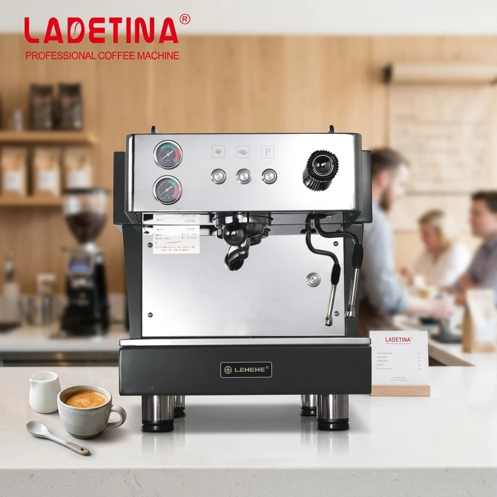 Semi‑Automatic Espresso Coffee Machine 9‑Bar Pressure Heat Exchange Boiler Programmable Stainless Steel For Commercial Cafe