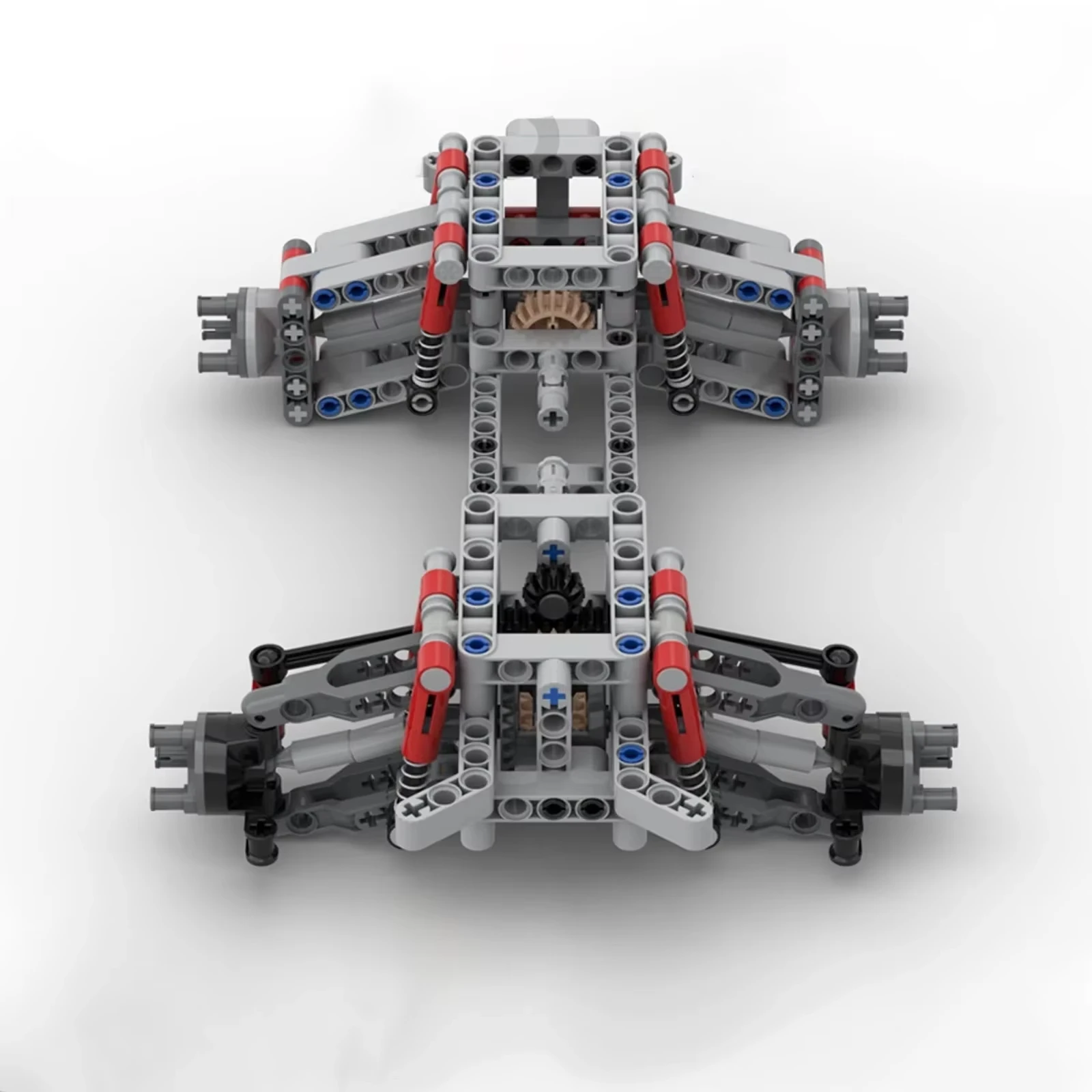 MOC 4WD Four-wheel Drive Independent Suspension Differential Chassis Steering Axle Building Blocks Tech Car Parts Toys Kids Gift