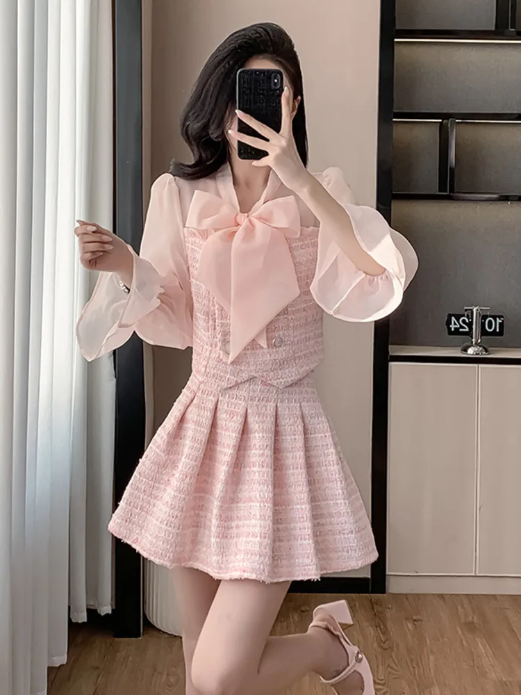 

2025 New French Sweet Fashion Elegant Socialite Little Chic Style Patchwork Set Age-Reducing Design Sense Petite Versatile Dress