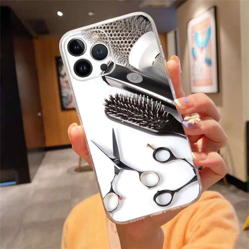 Funda de teléfono para iphone 17 Pro Max Air 17 16 15 14 13 Pro Max 15 16 Pro 15Plus paleta de maquillaje Glam para pestañas desnudas tijeras para el cabello