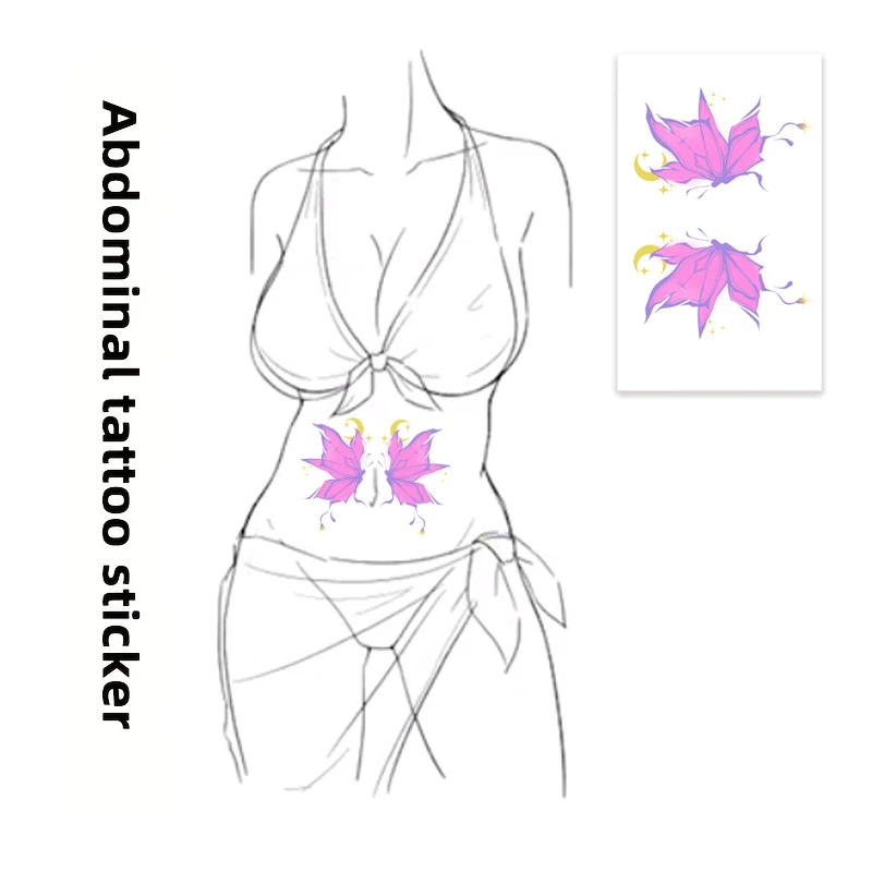 

1 шт. сексуальная наклейка-тату на живот для женщин. Яркий, чувственный дизайн, идеально подходящий для модного боди-арта или маскировки шрамов. Реалистичный