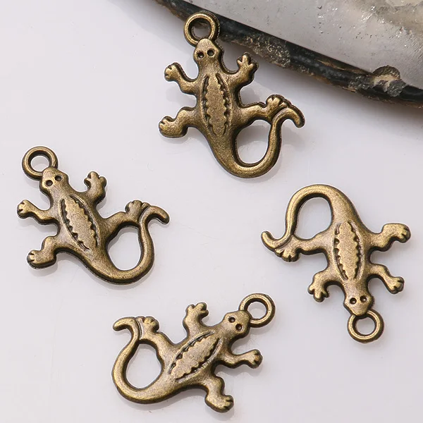 20pcs 18*14mm Antiqued Bronze Color Cute Lizard Design Charms EF3358 Charms for Jewelry Making