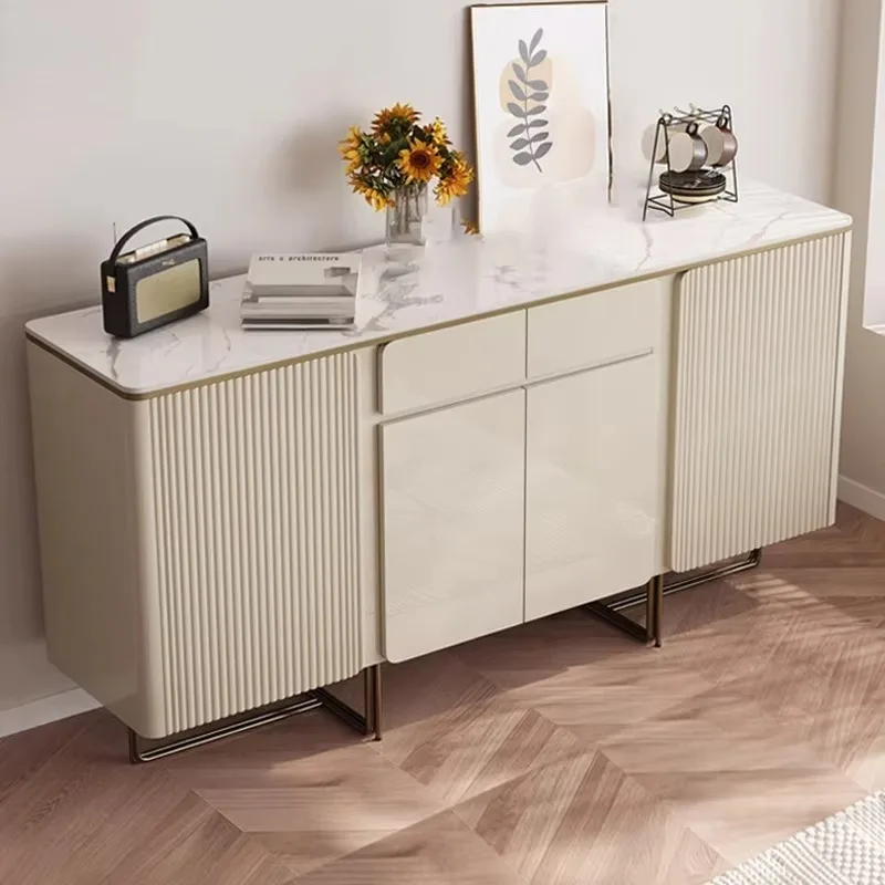

Modern white marble top luxury sideboard for kitchen and living room multi-functional stylish home furniture metal material