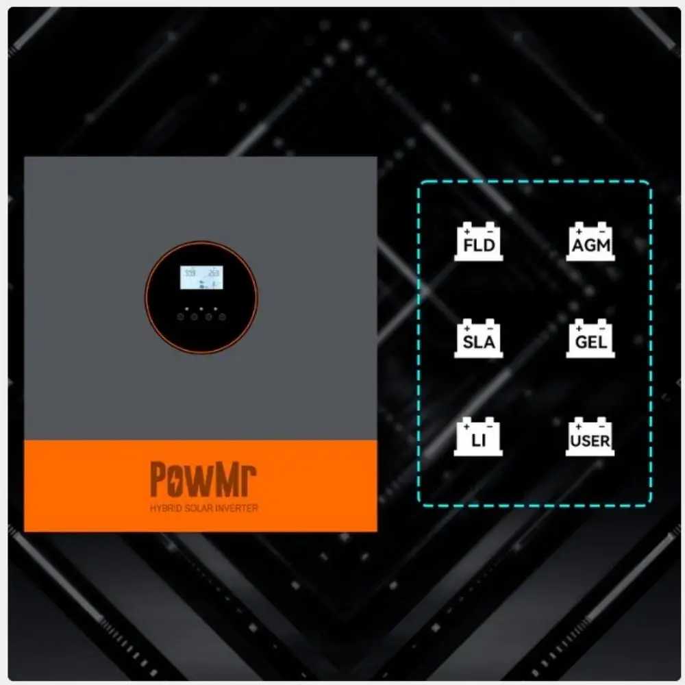 PowMr 11KW محولات الطاقة الشمسية الهجينة الموازية 48 فولت إلى 220 فولت MPPT 160A الشمسية جهاز التحكم في الشحن 48 فولت إلى 220 فولت موجة جيبية نقية مزدوجة PV 7500 واط