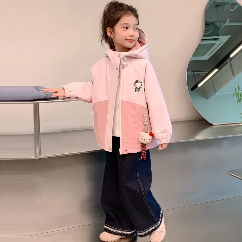 

Kawaii Hello Kitty Sanrio Student Cute Cartoon Comfortable Warm Jacket Children Windproof Waterproof Sportswear Gift for Kids