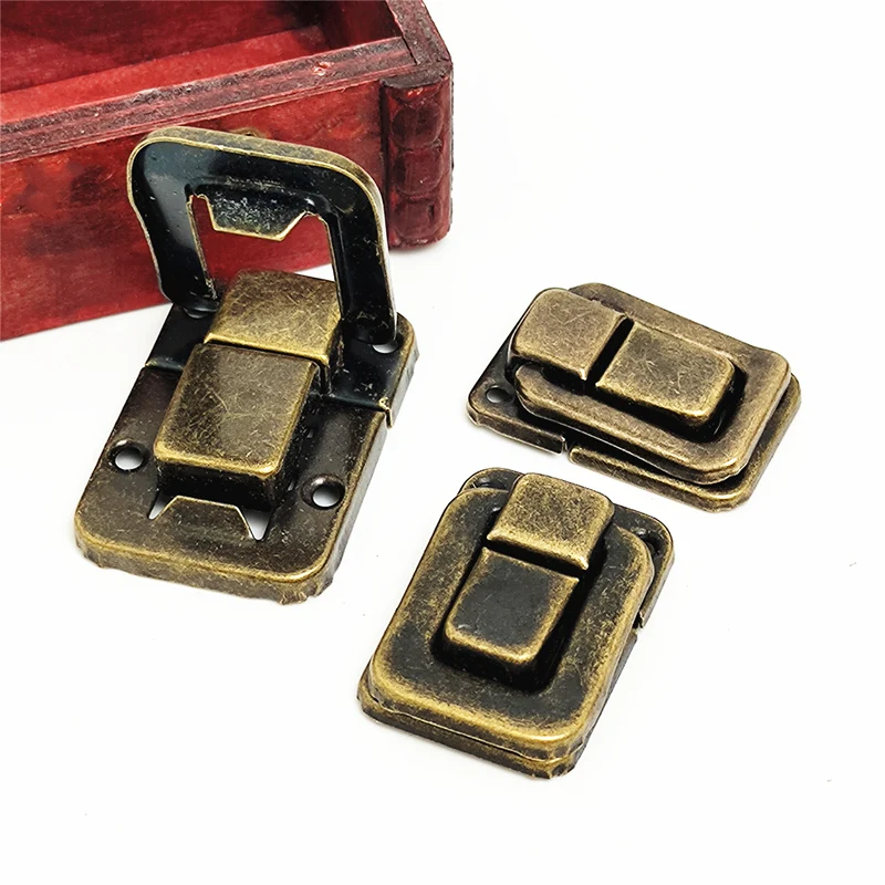 2PCS Retro Antike Rechts Latch Haken Haspe Holz Schmuck Box Haspe Fangen Dekoration Für Schrank Box Hardware Möbel