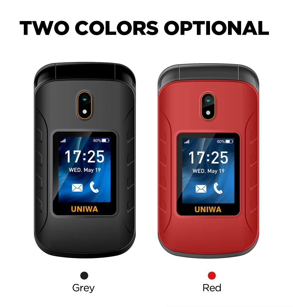 Classic Flip Design V909T Double Screen VoLTE 4G SOS Multi-Language Unlocked Feature Phone