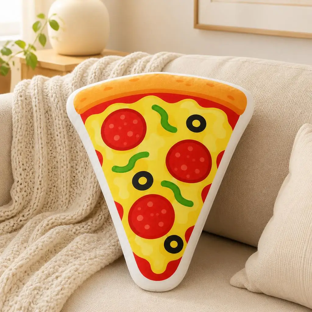 Pizza Slice Pepperoni Olive Green Pepper Plush Pillow Cushion Irregular Stuffed Throw Pillow Home Decor Gift Sofa Bed Home