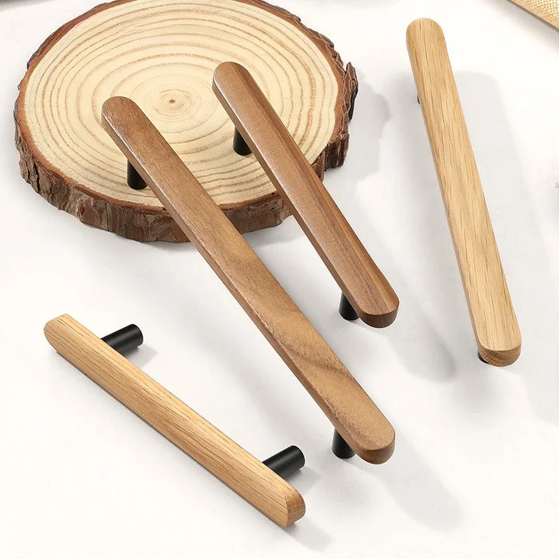 yesModern walnut handle for cabinet drawer TV bookcase wardrobe door wooden pull high quality