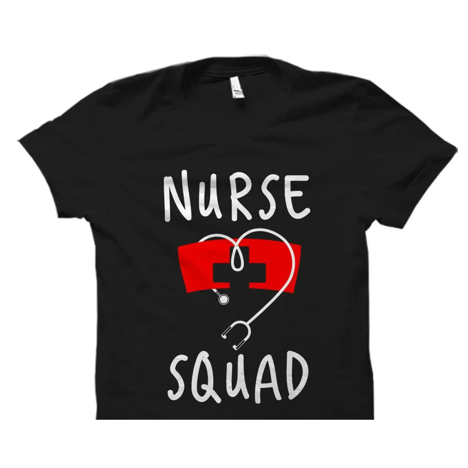 Nurse Squad Funny T Shirt Stethoscope Cap Design for Graduation Nursing School Party Apparel vintage Washed Unisex Stylish