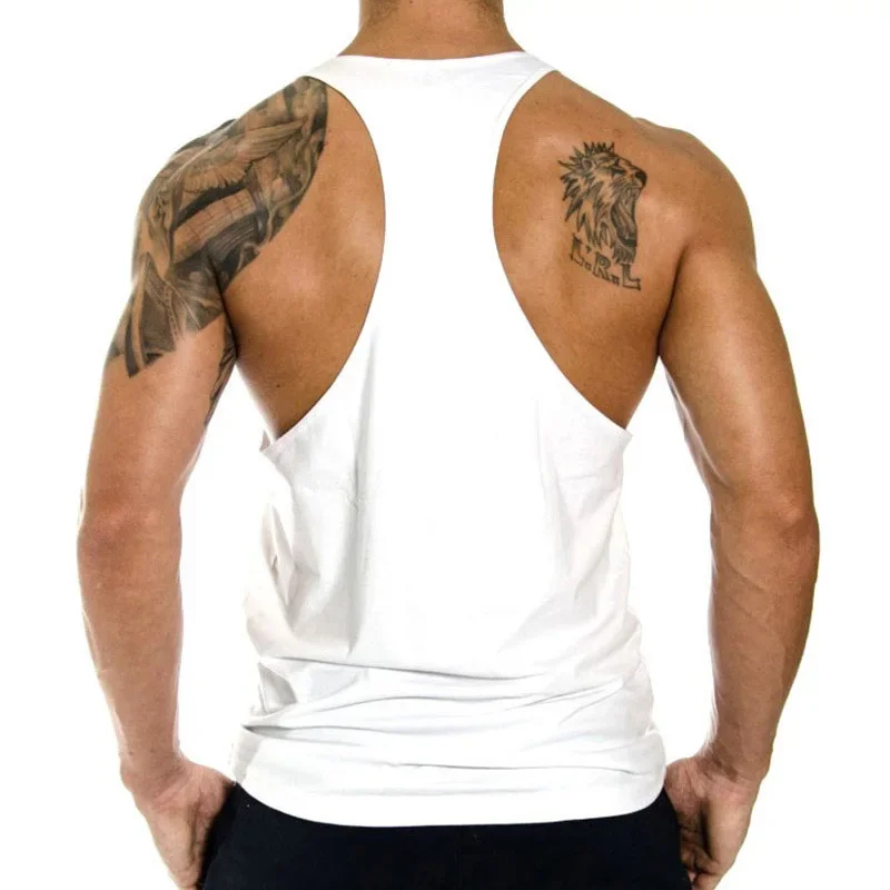 

2024 Summer 100% Cotton Bodybuilding Muscle Stringer Tank Top Men Fitness Workout Y BACK Vest