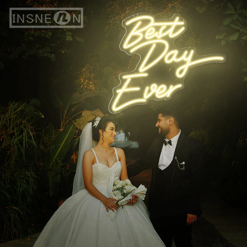 Best Day Ever Neon Sign Portable USB LED Wall Hanging for Room Bridal Shower Engagement Home Wall Art Wedding Party Gift Light