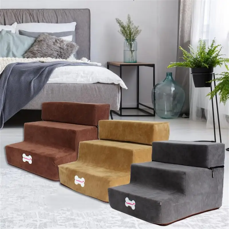 Pet Stairs 3 Steps Stairs for Small Dog Cat Pet Anti-slip Removable Dogs Bed Stairs Extra Wide Non-Slip Steps Pet Supplies