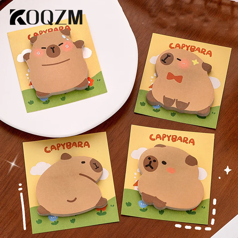 30Pcs Cartoon Kawaii Capybara Special Shaped Sticky Notes Portable Durable Message Paper Self-adhesive Creative Cartoon Notepad