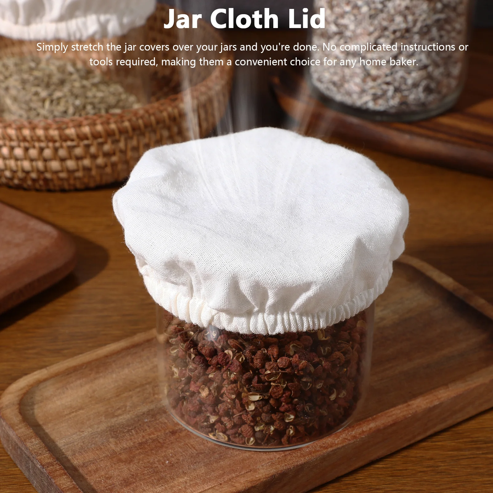 

5Pcs Cloth Covers Fermenting Jars Stretchy Cotton Sourdough Starter Fabric Lid Bread Rising Bowl Covers Jar Cloth Lid
