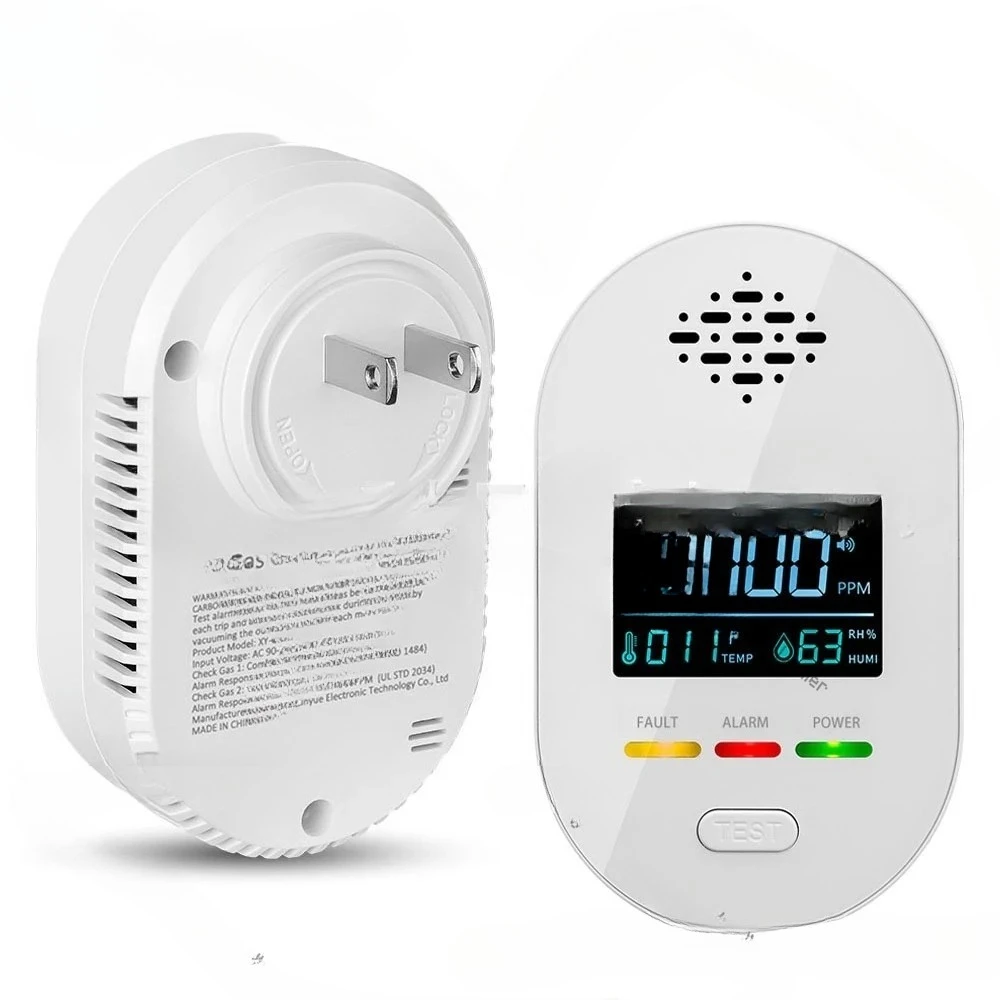

RV apartment villa wall plug LCD screen display gas carbon definition monoxide temperature and humidity four-in-one alarm