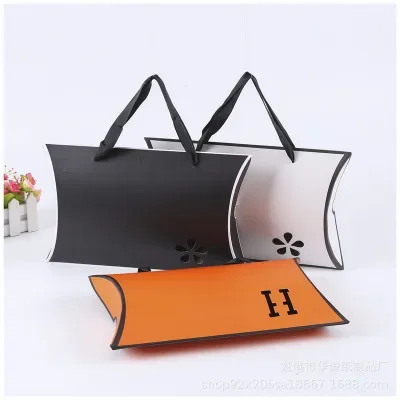 10pcs Orange Pillow Wedding Party Favor Paper Gift Box Candy Boxes Supply Accessories Favour Kraft Paper Gift Boxes