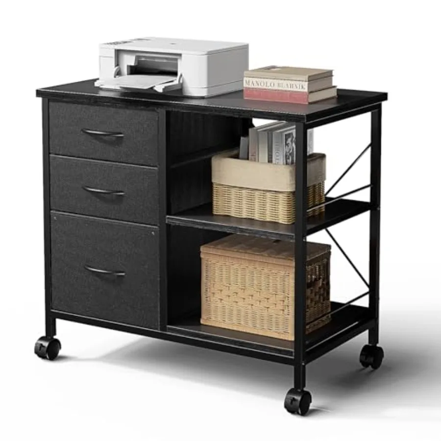 

File Cabinet, Mobile Storage Cabinet with 3 Drawers and Back Support Bar, Spacious Printer Stand with Storage Supporting 198 lb