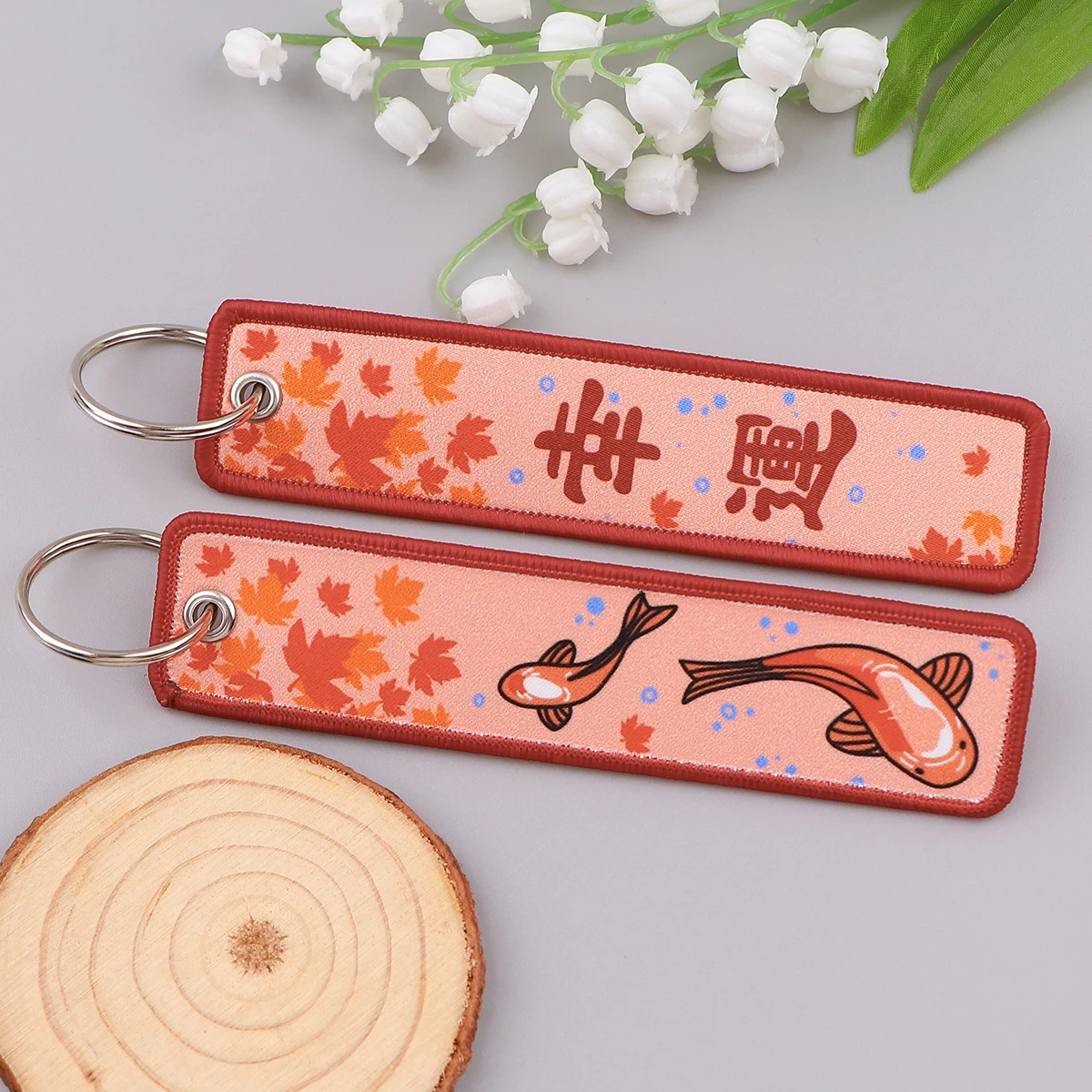 

Lucky Carp Keychain for Cars Backpack Key Holders Fashion Embroidery Keyrings Key Tag Jet Tag Accessories Gifts