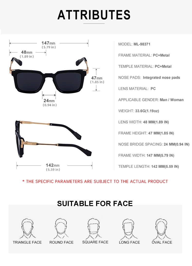 Polarisierte klassische quadratische Sonnenbrille für Herren 2026 – Luxusmarke Steampunk Fahrsonnenbrille für Männer – Vintage Outdoor-Brillen – Detail 12