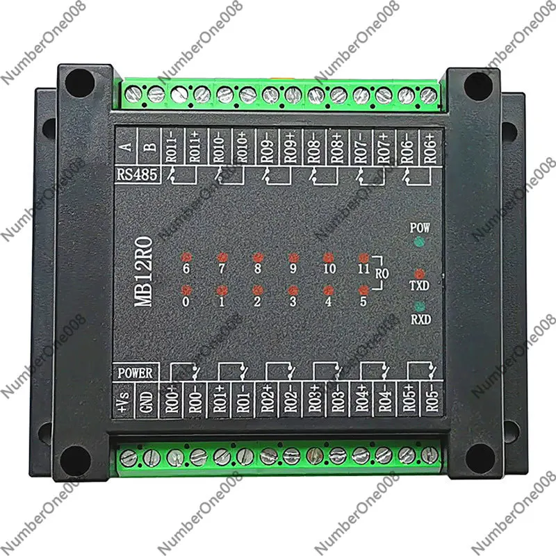 

12-канальный изолированный релейный модуль, цифровой выход MODBUS RTU RS485 для автоматизации ПЛК, 24В DC 10А