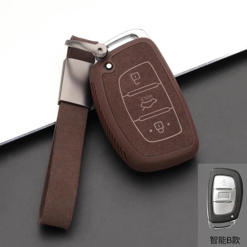 For Hyundai ix35 ix25 Sonata Elantra  mistra LA FESTA Custo TPU Suede key chain male and female remote control protective case