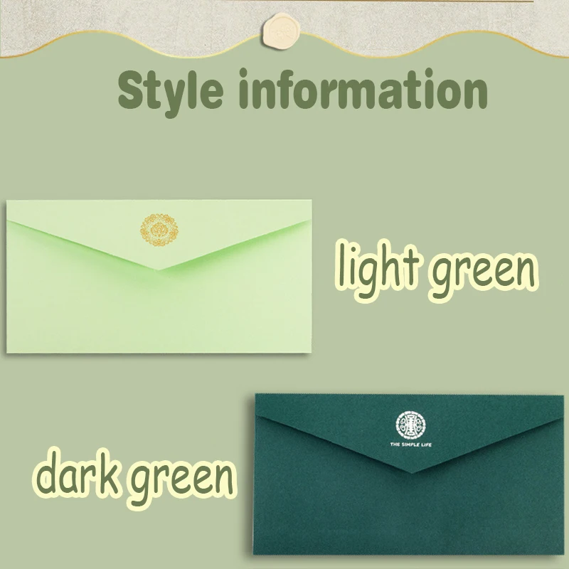 Sobre 50 Uds. Papel Kraft verde de alta calidad 225x115mm papelería de negocios postal caja de regalo sobre de embalaje invitación de boda