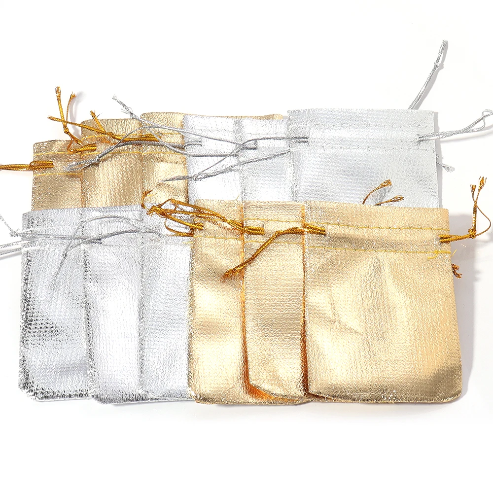 

5/10Pcs Gold Silver Bags Ornaments Packaging Bags Christmas Wedding Party Favour Candy Bags Favor Pouches Drawstring Gift Bags