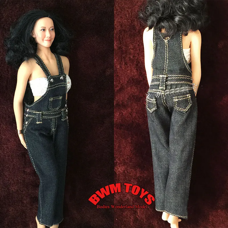 

In Stock 1/6 Scale Female Soldier Casual Straight Leg Denim Overalls Model Clothes For 12inch ph UD JO Action Figure Doll ﻿