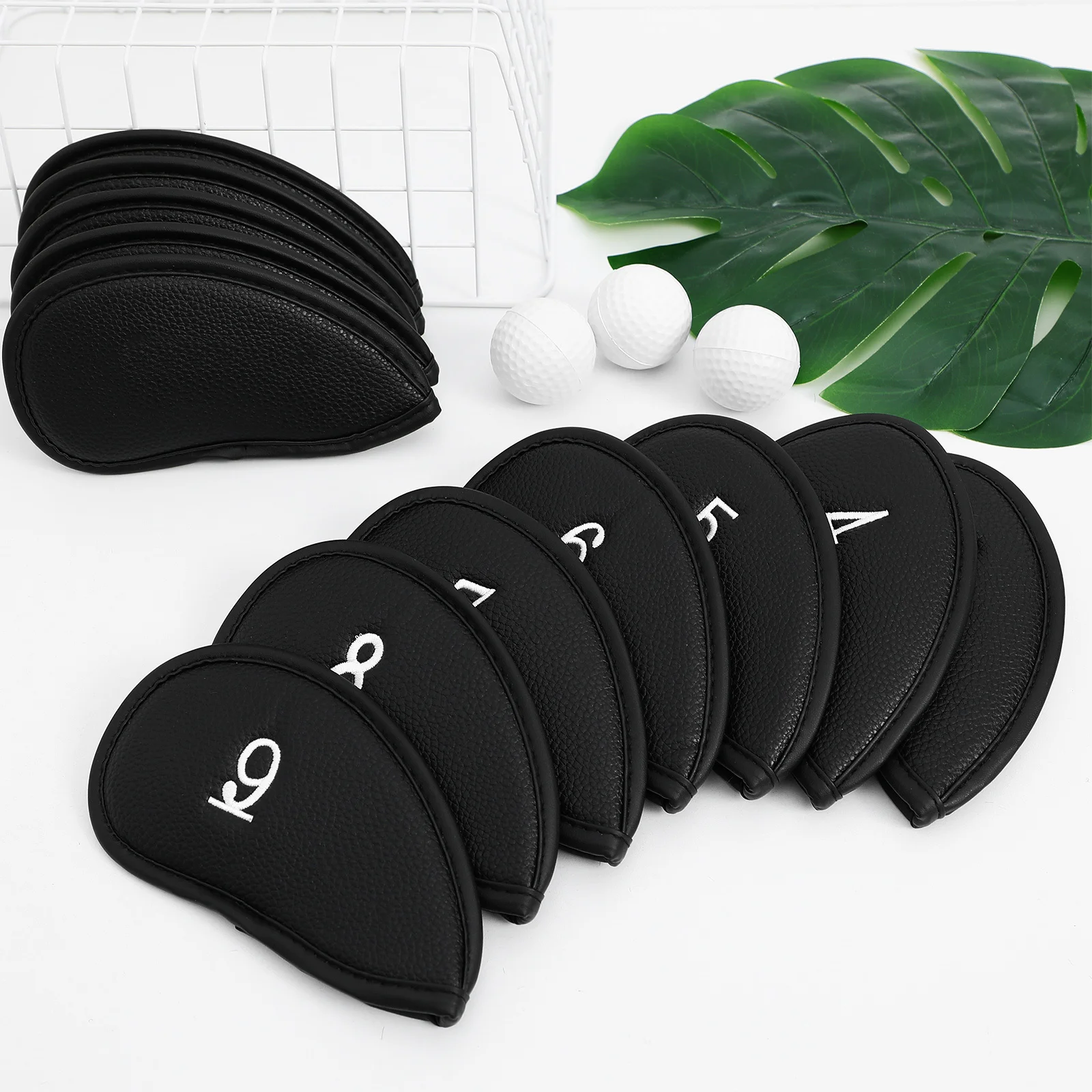 

12Pcs Golf Club Covers for Irons Drivers Putters Labeled PU Head Covers Shockproof Protective Golf Bag Accessories