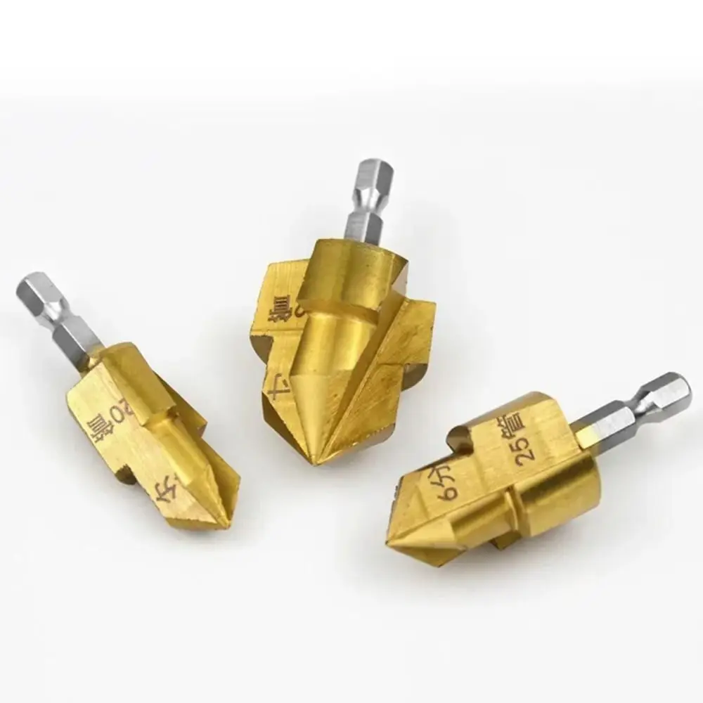 Upgraded Three Blade PPR Lifting Drill Bit Hexagon Shank 20/25/32mm Stepped Drill Bit Titanium Plated Water Pipe Connection Tool