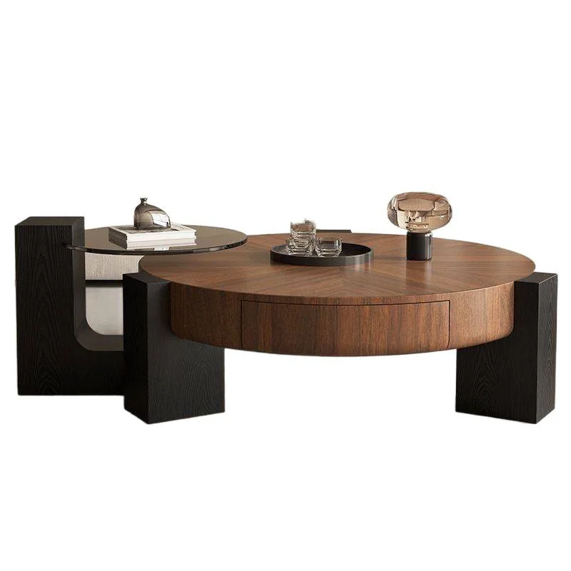 

Italian minimalist solid wood coffee table combination living room feeling round personalized tea table