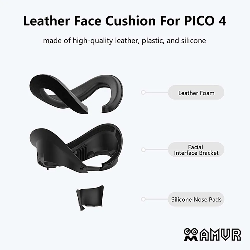 AMVR PU Leather Face Eye Mask Cover for PICO 4/4 Ultra VR Glasses Protective Cover Accessories