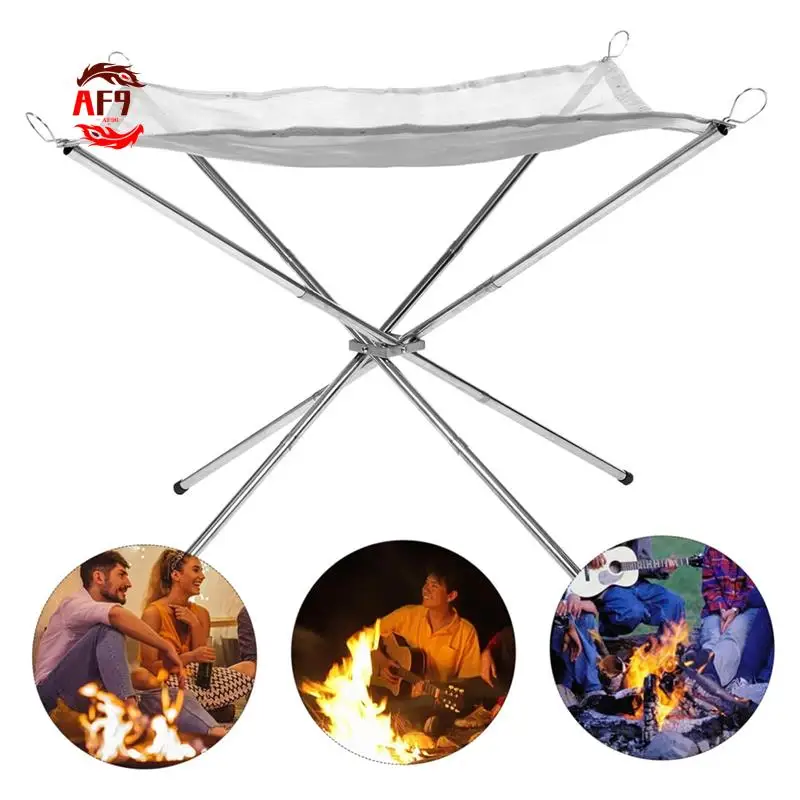 

AF90-Folding Campfire Stand Portable Folding Fire Pit Portable Fire Pit Outdoor Metal Holder Metal Brackets