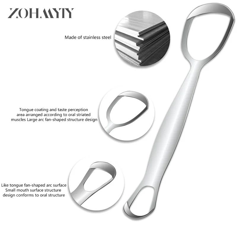 Double Sided Stainless Steel Tongue Scraper Oral Care Hygiene Cleaner Tongue Brush Fresh Breath Mouth Oral Hygiene Cleaning Tool