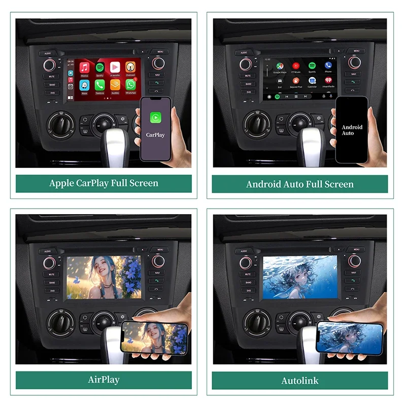 6.2 Inch Car Stereo Replacement Touch Screen Android 14 with CarPlay Android Auto Rear View Camera for BMW E81 E82 E88