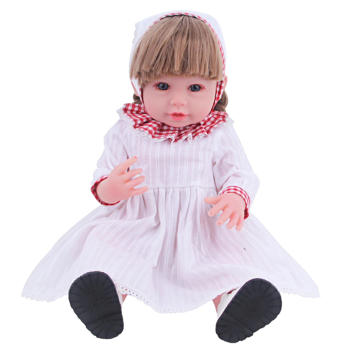 55CM Reborn Mädchen Puppe Kleid Set Plaid Kragen Spitze Kleid + Haarband Kleidung Outfit Für 22-zoll Baby neue Geboren Mädchen Puppen Spielzeug Geschenk