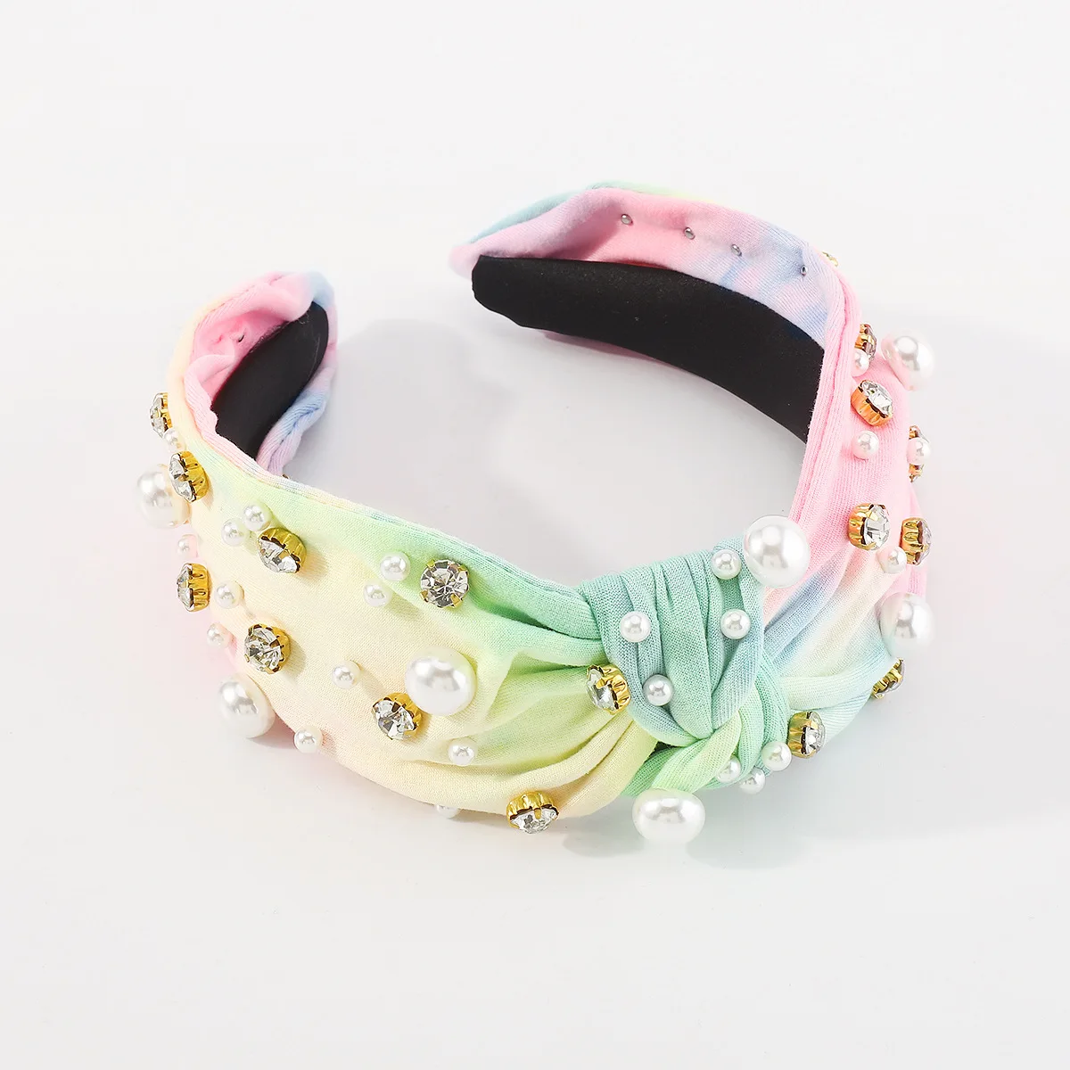 Women Girls Tiedye Rhinestone Pearl Knot Hairband Headband Adult Hair Accessories Hair Jewley