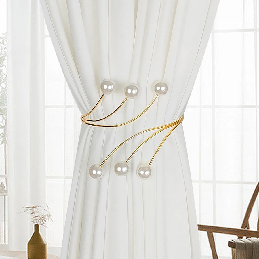 Pearl Alloy Curtain Clips - No Drill Holiday Tiebacks, Festive Window Decor with Snap-on Holders for Sheer Curtains - view 4