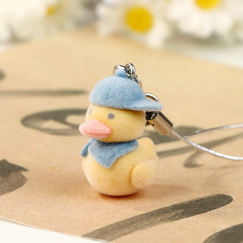 Cartoon Flocking Duck Phone Lanyard Cute Little Duck Pendant Mobile Phone Strap Keychain For Girls Cell Phone Chain Accessories