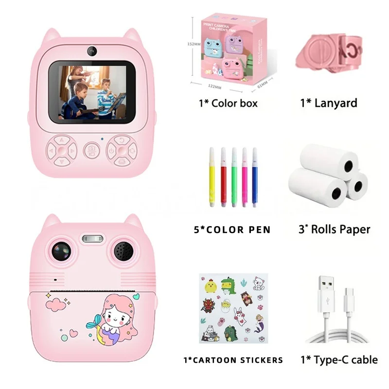 كاميرا الأطفال الطباعة الفورية كاميرا رقمية صغيرة HD التقاط الصور فيديو المحمولة في الهواء الطلق التصوير الفوتوغرافي لعب كاميرا للأطفال الهدايا #5
