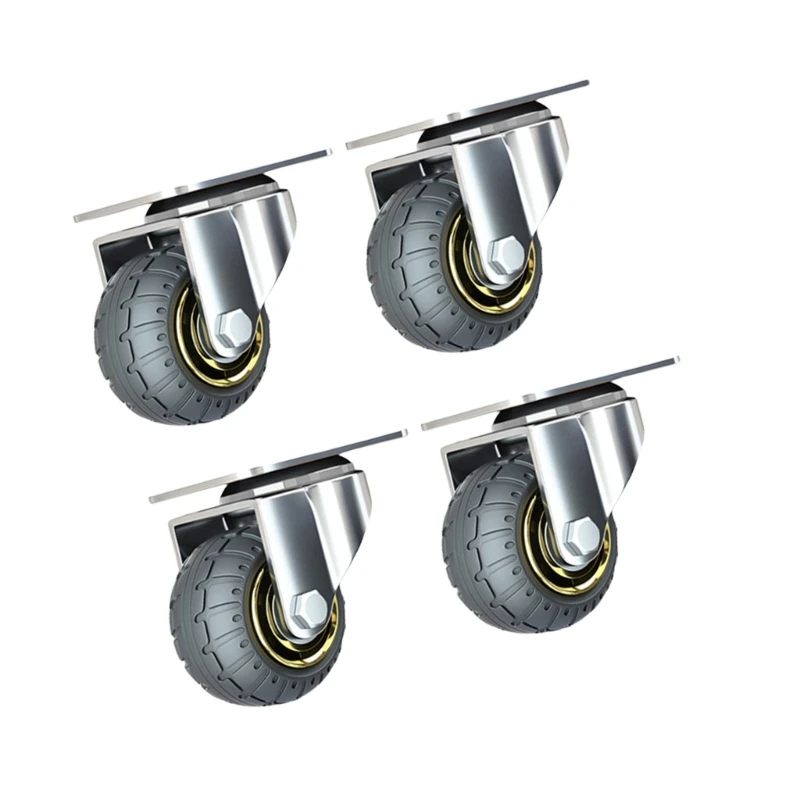 4Pcs 헤비 듀티 가구 휠 캐스터 3 인치 트롤리 휠 교체 회전 부드러운 고무 롤러 쉽게 설치