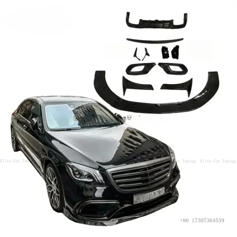 

Bodykit for W222 2013-2020 Upgrade to B Style Conversion Kit Carbon Fiber PP Diffuser Exhaust Tips Spoiler