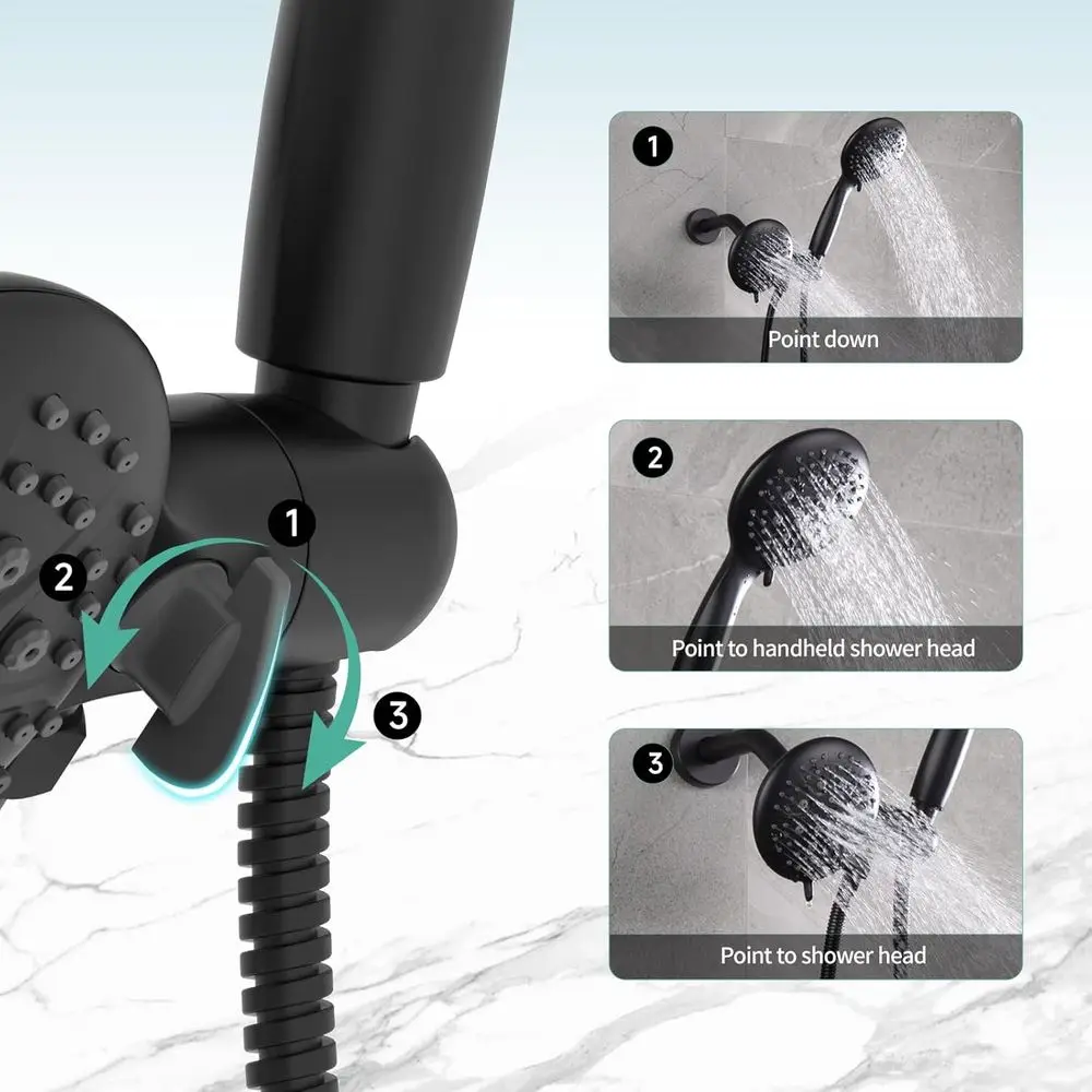 Matte Black Dual Function Shower System with 35-Setting Tub Spout, Single Handle Mixer and 3-Way Diverter